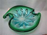 Beautiful Morano Art Glass Bowl 10" x 9&3/8"