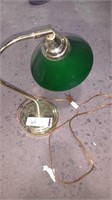 BRASS DESK LAMP WITH GREEN SHADE 15"