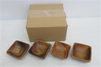 Set of 4 Wooden Square Dipping Bowls, 3.5 x 1.5"