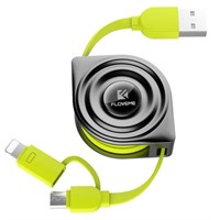 FLOVEME Retractable USB Cable 2 in 1 Lightning +