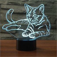 Cat Design 7 Color Acrylic LED Night Light