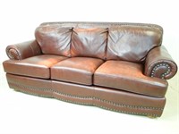 Tuscan Style Burgundy Leather Sofa