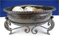 Metal Footed Bowl w/ Candle Decor