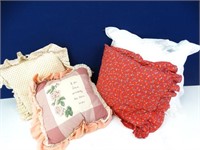 (4) Decor Throw Pillows Some Cross Stitch