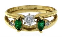 14kt Gold Natural Emerald & Diamond Bridal