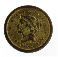 1851 Copper Gold Plated Large Cent