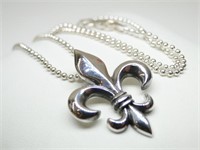 925 Silver Fleur de Lis Pendant Necklace