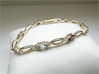 Gold over 925 Silver Gemstone Bracelet