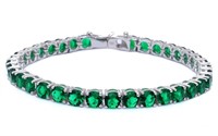 Round Brilliant 14.50 ct Emerald Tennis Bracelet
