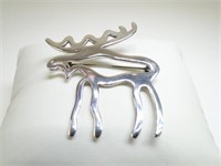 Sterling Silver Moose Brooch Pin