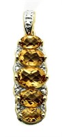 Golden Citrine & Diamond Accent Pendant