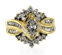 14kt Gold 1.00 ct Fancy Marquise Diamond Ring