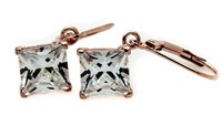 Princess Cut 4.00 ct White Topaz Earrings