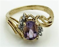 Genuine Amethyst & Diamond Dinner Ring