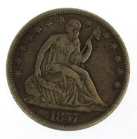 1857 Seated Liberty Silver Half Dollar *NICE