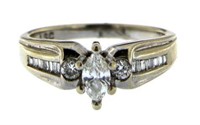 14kt Gold Marquise Cut Diamond Ring