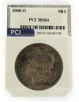 1880-O MS64 Rainbow Toned Morgan Silver Dollar