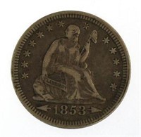 1853 "Arrows/Rays" Seated Liberty Silver Quarter