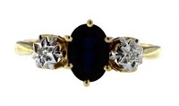 10kt Gold Natural Sapphire & Diamond Ring