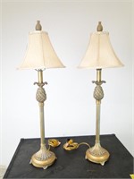 Pair of Antiqued Look Pinecone Table Lamps