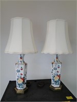 Pair of Vintage Chinese Floral Table Lamps