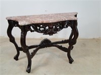 Carved Wood Stonetop Entry or Accent Table