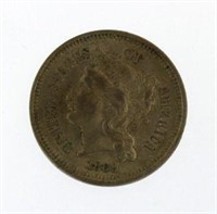 1869 BU 3 Cent Nickel - Key Coin