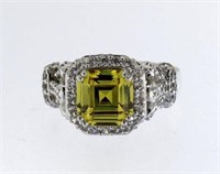 Ascher Cut 2.50 ct Canary Yellow Designer Ring