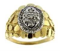 10kt Gold Men's Oval Cluster Diamond Ring