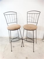 Pair of Cushioned Metal Barstools with Backrest