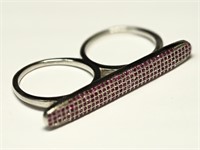 $200 St. Silver Ruby Two Finger Ring