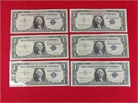 Six $1 Silver Certificates