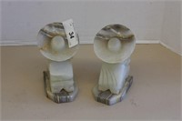 PAIR OF ALABASTER BOOKENDS
