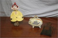 Folk Art Pig and Guy in a Yellow Coat