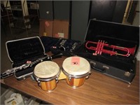 Clarinet, Trumpet, Bongo drums