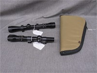 x2 scopes and a soft pistol case.