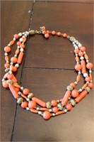 Miriam Haskell Coral Necklace, Earring and Brooch