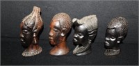 4pc Small African Busts, Nigeria