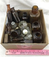 Old Small Brown Glass Bottles & Snuff Bottles