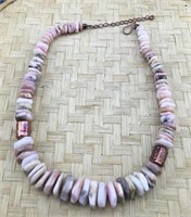 Pink Opal Disc-Type Stones and Copper Necklace