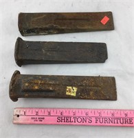 Three Vintage Wood Splitting Wedges