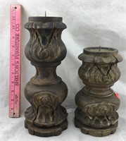 Two Wooden Candle Holders