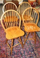 4pc Oak Swivel High Chairs