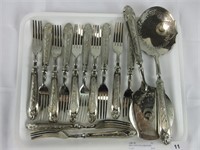 TRAY: 14 PCS. ITALY 800 SILVER PLATED FLATWARE