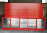 20 DRAWER METAL WORK BENCH W/PEG BOARD BACK