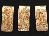 3 STERLING MONEY CLIPS SIGNED T.A. BEGAY