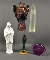 Assorted Lot Of Religious Figures & Art Glass