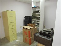 Contents of Storage Room: Metal File Cabinet, Old