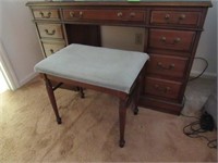 Mahogany Desk by Sugh-Lowery & Vanity Bench