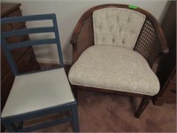 Rattan & upholstery Side Chairs, Small Ladder Back